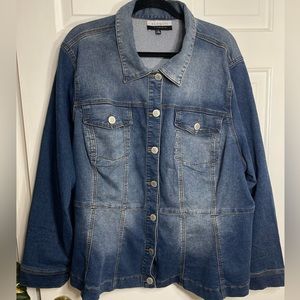 Eloquii Mixed Wash Peplum Denim Jacket